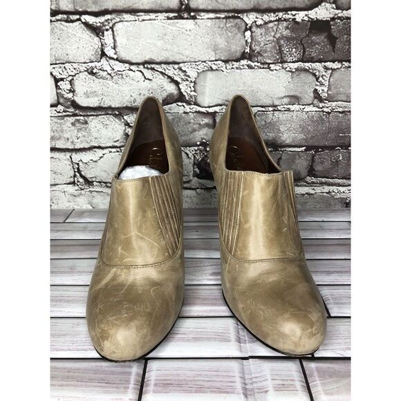 Cole Haan Taupe Leather Low Cut Ankle Bootie Stiletto Heels Women Sz 10B US/41EU - Picture 6 of 16